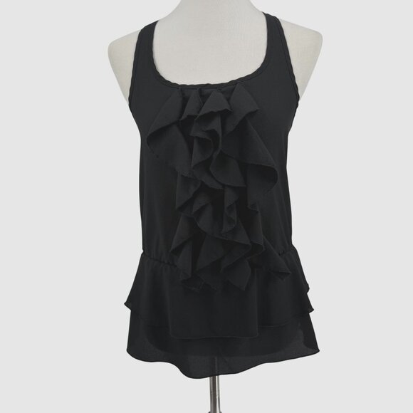 Twentyone Tops - Black Ruffled Tank Top By Twentyone Size Small